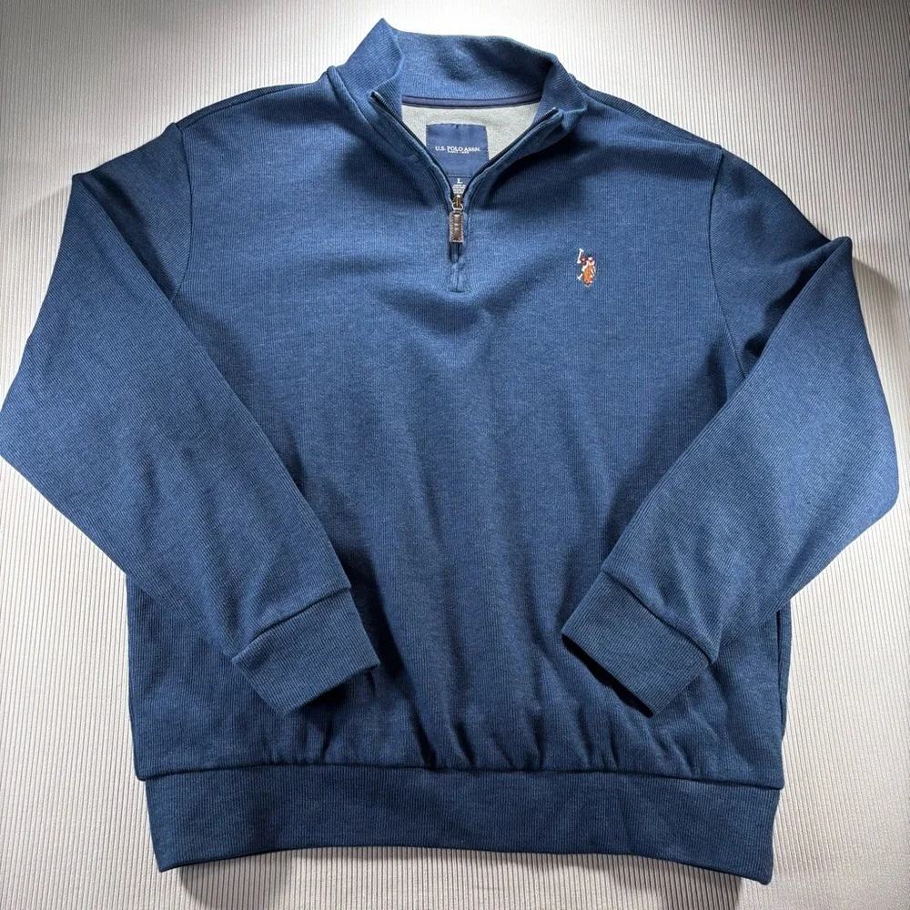 Polo‎ Ralph Lauren Estate Ribbed 1/4 Zip Blue Pullover Size Large